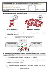 Découvrir des situations de proportionnalité - Évaluation, bilan : 6ème Harmos - PDF à imprimer