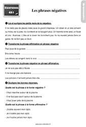 Les phrases négatives - Exercices, révisions : 4ème Harmos - PDF à imprimer