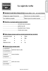Le sujet du verbe - Exercices, révisions : 4ème Harmos - PDF à imprimer