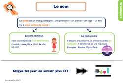 Le nom commun et le nom propre - Cours, Leçon, trace écrite : 4ème Harmos - PDF gratuit à imprimer