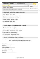 Adjectif qualificatif - Évaluation, bilan : 4ème Harmos - PDF à imprimer