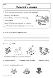 Vacances à la montagne - Récit - Lecture : 3eme Harmos - PDF à imprimer