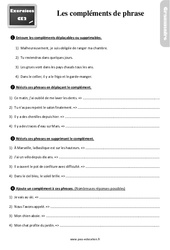 Les compléments de phrase - Exercices, révisions : 5ème Harmos - PDF à imprimer