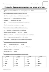 Noms en ac, ap, af, ef, of - Examen Evaluation : 7ème Harmos - PDF à imprimer