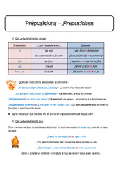 Prépositions - Cours - In, On, At, From…to - Anglais : 9eme Harmos - PDF à imprimer