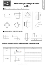 Identifier les patrons de solides - Exercices, révisions : 6ème Harmos - PDF à imprimer