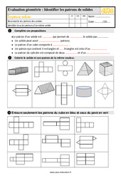 Identifier les patrons de solides - Évaluation, bilan : 7ème Harmos - PDF à imprimer