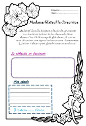 Madame Glaieul la directrice - 1 histoire 1 problème : 4ème Harmos - PDF à imprimer