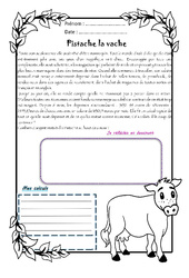 Pistache la vache - 1 histoire 1 problème : 6ème Harmos - PDF à imprimer