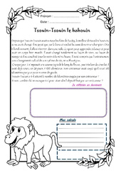 Tsouin - Tsouin le babouin - 1 histoire 1 problème : 6ème Harmos - PDF à imprimer