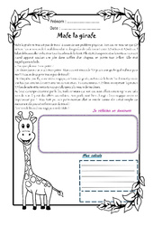 Mafe la girafe - 1 histoire 1 problème : 7ème Harmos - PDF à imprimer