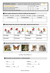 Connaître les relations entre les unités de masse - Évaluation, bilan : 5ème Harmos - PDF à imprimer