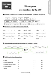 Décomposer des nombres de 0 à 999 - Exercices : 5ème Harmos - PDF à imprimer