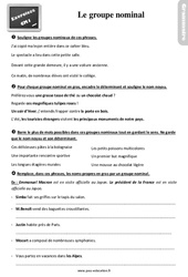 Le groupe nominal - Exercices, révisions : 6ème Harmos - PDF à imprimer