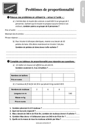 Problèmes de proportionnalité - Exercices, révisions : 6ème Harmos - PDF à imprimer