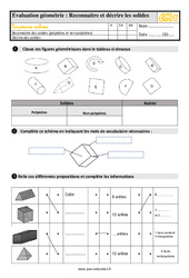Décrire et reconnaitre des solides - Évaluation, bilan : 6ème Harmos - PDF à imprimer