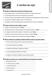 Attribut du sujet - Exercices, révisions : 7ème Harmos - PDF à imprimer