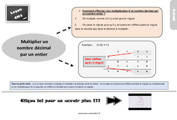 Multiplier un nombre décimal par un entier - Cours, Leçon, trace écrite : 7ème Harmos - PDF gratuit à imprimer