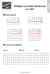 Multiplier un nombre décimal par un entier - Exercices, révisions : 7ème Harmos - PDF à imprimer