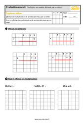 Multiplier un nombre décimal par un entier - Évaluation, bilan : 7ème Harmos - PDF à imprimer