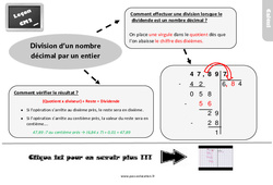 Division d’un nombre décimal par un entier - Cours, Leçon, trace écrite : 7ème Harmos - PDF gratuit à imprimer