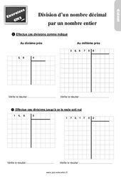 Division d’un nombre décimal par un entier - Exercices, révisions : 7ème Harmos - PDF à imprimer
