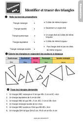 Identifier et tracer des triangles - Exercices, révisions : 7ème Harmos - PDF à imprimer