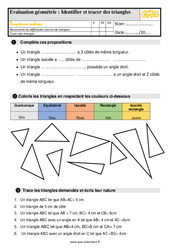 Identifier et tracer des triangles - Évaluation, bilan : 7ème Harmos - PDF à imprimer