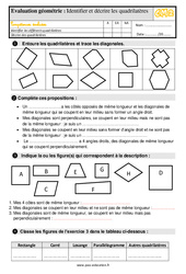 Identifier et décrire des quadrilatères - Évaluation, bilan : 7ème Harmos - PDF à imprimer
