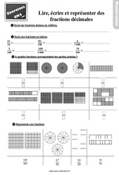 Lire, écrire et représenter des fractions décimales - Exercices : 7ème Harmos - PDF à imprimer