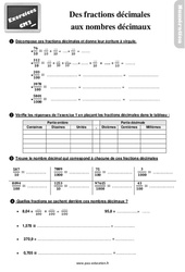 Des fractions décimales aux nombres décimaux - Exercices : 7ème Harmos - PDF à imprimer