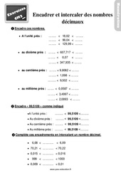 Encadrer et intercaler des nombres décimaux - Exercices avec la correction : 7ème Harmos - PDF à imprimer