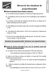 Découvrir des situations de proportionnalité - Exercices, révisions : 7ème Harmos - PDF à imprimer