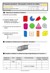 Décrire et reconnaitre des solides - Évaluation, bilan : 7ème Harmos - PDF à imprimer