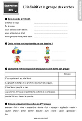 Infinitif et le groupe des verbes - Exercices, révisions : 4ème Harmos - PDF à imprimer