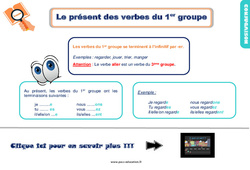 Présent des verbes du 1er groupe - Cours, Leçon, trace écrite : 4ème Harmos - PDF gratuit à imprimer