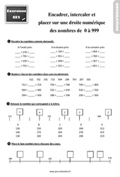 Intercaler, encadrer et placer sur la droite numérique des nombres de 0 à 999 - Exercices : 5ème Harmos - PDF à imprimer