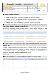 Champ lexical - Évaluation, bilan : 7ème Harmos - PDF à imprimer