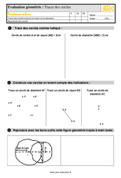 Tracer des cercles - Exercices, révisions : 6ème Harmos - PDF à imprimer