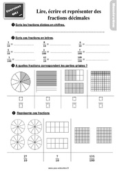 Lire, écrire et représenter des fractions décimales - Exercices : 6ème Harmos - PDF à imprimer