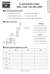 Le présent des verbes aller, venir, voir, dire, faire - Exercices, révisions : 5ème Harmos - PDF à imprimer