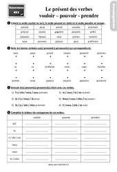 Le présent des verbes vouloir, pouvoir, prendre - Exercices, révisions : 5ème Harmos - PDF à imprimer