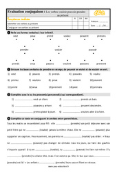 Les verbes vouloir, pouvoir, prendre au présent - Évaluation, bilan : 5ème Harmos - PDF à imprimer