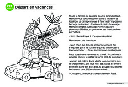 Départ en vacances - Lecture compréhension - Histoire illustrée - Niveau 2 : 4ème Harmos - PDF à imprimer