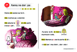 Fanny ne dort pas - Lecture compréhension - Histoire illustrée - Niveau 1 : 3eme Harmos - PDF à imprimer