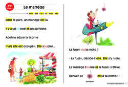 Le manège - Lecture compréhension - Histoire illustrée - Niveau 1 : 3eme Harmos - PDF à imprimer