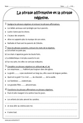 Phrase affirmative et négative - Exercices corrigés : 5ème Harmos - PDF à imprimer