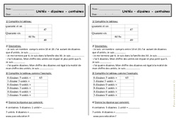 Unités, dizaines, centaines - Exercices de numération : 4ème Harmos - PDF à imprimer