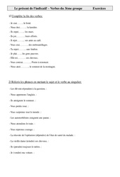 Verbes du  groupe - Présent de l'indicatif - Exercices - Conjugaison : 6ème Harmos - PDF à imprimer