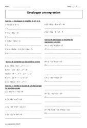 Développer une expression - Exercices  : 11ème Harmos - PDF à imprimer